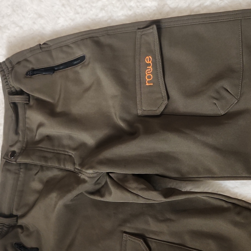 Nonwe Men's Warm Windproof Zipper Pockets Snow Pants Fleece Mountain Sz XL Olive - Picture 6 of 12